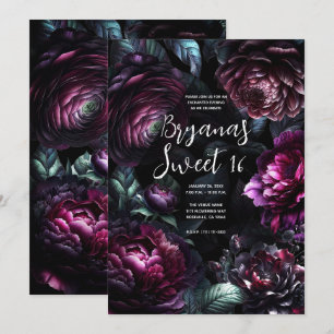 Kühne Traurige Blumen Schwarze Verzauberte Florale Einladung
