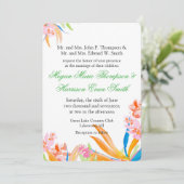 Kühne tropische Blume Hochzeit Einladung (Stehend Vorderseite)