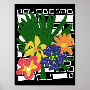 Kühne tropische Blumenkunst Poster