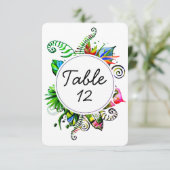 Kühne tropische Palmblätterblätter Hochzeiten Tisc Einladung (Stehend Vorderseite)