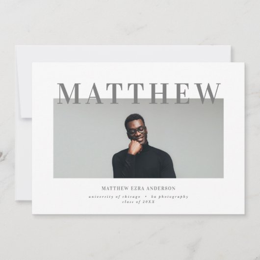 Kühne Typografie Foto Graduierungsparty einladen Ankündigung (Vorderseite)