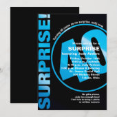 kühne Überraschung Geburtstagseinladung - Blau 40. Einladung (Vorne/Hinten)