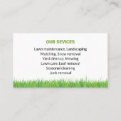 Kühne und Berufliche Rasenmähen Visitenkarte (Rückseite)