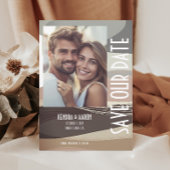 Kühne und Edgy Brown Olive Wedding Save the Date Einladung