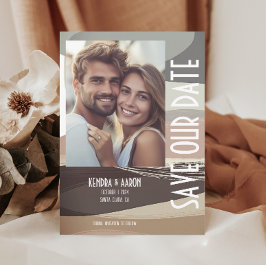 Kühne und Edgy Brown Olive Wedding Save the Date Einladung