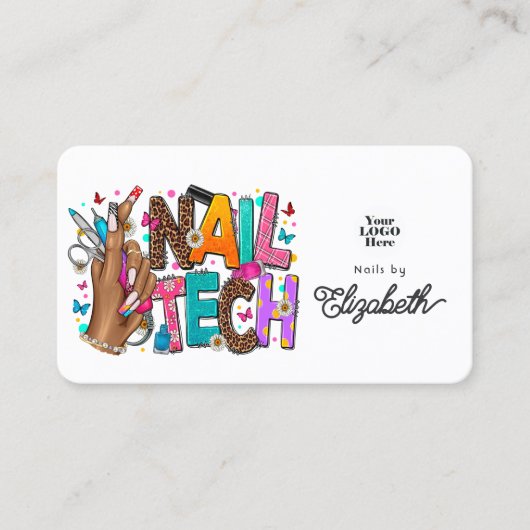 Kühne und farbenfrohe Afroamerikaner Nageltech Visitenkarte (Vorderseite)