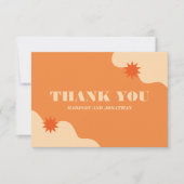 kühne und farbenfrohe Retro-Sommerhochzeit Dankeskarte (Vorderseite)