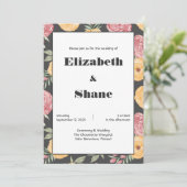 kühne und helle Rose zum Hochzeitsempfang Einladung (Stehend Vorderseite)