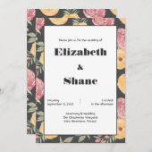 kühne und helle Rose zum Hochzeitsempfang Einladung (Vorne/Hinten)