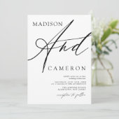 kühne "und" kalligraphische Schwarz-Weiß-Hochzeit Einladung (Stehend Vorderseite)