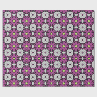 Kühne und künstlerische violette Blumenmosaikmuste Geschenkpapier