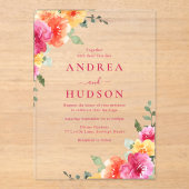 kühne und lebendige Frühjahrsblütenhochzeit Acryleinladungen (Vorderseite)