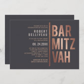 Kühne und Minimalistische Bar Mitzvah Einladung (Vorne/Hinten)
