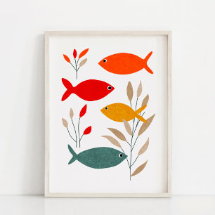 Kühne und moderne Fischcollage-Kunst Poster