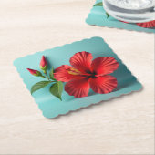 Kühne und schön: Der rote Hibiskus-Charme Untersetzer (angewinkelt)