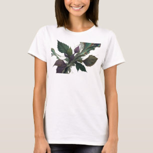 Kühne und schöne silberne abstrakte Blätter T-Shirt