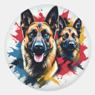 Kühne und tapfere Malinois Dog Runder Aufkleber