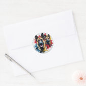 Kühne und tapfere Malinois Dog Runder Aufkleber (Umschlag)
