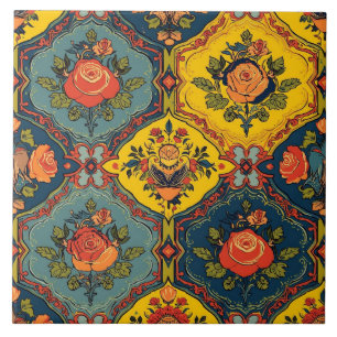 Kühne Vintage-Rosen-Kunst im Jugendstil Fliese