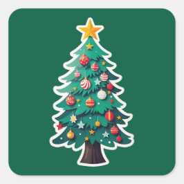 kühne Weihnachtsbaume Quadratischer Aufkleber
