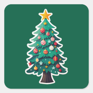 kühne Weihnachtsbaume Quadratischer Aufkleber