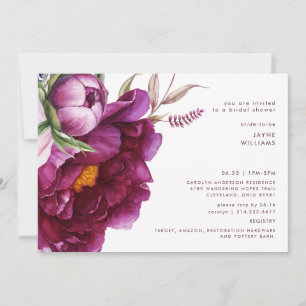 Kühne Wein Florale Moderne Schrift Braut Dusche Einladung