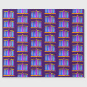 Kühne Whimsical Hanukkah Menorah Candles auf Lila Geschenkpapier (Flach)