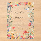 kühne Wildblume Hochzeit Acryleinladungen (Vorderseite)