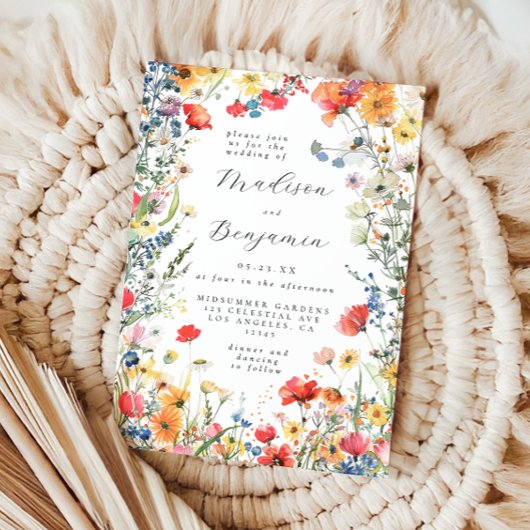 kühne Wildblume Hochzeit Einladung