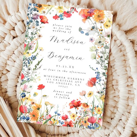 kühne Wildblume Hochzeit Einladung