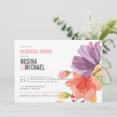 Kühne Wildblumen Aquarell Rosa Probe Abendessen Einladung (Stehend Vorderseite)