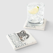 Kühne Wolf Motivierend Design: Beharrlichkeit Steinuntersetzer (Seitenansicht)