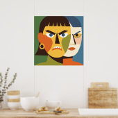 Kühne wütende Split-Face-Frau Poster (Küche)