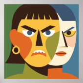 Kühne wütende Split-Face-Frau Poster (Vorne)