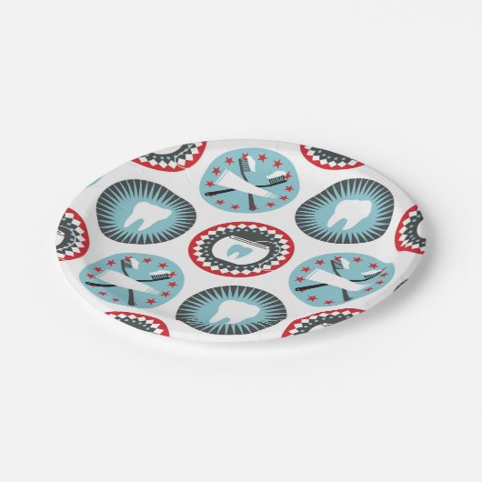 Kühne Zahnarztmuster - Zahnarzthygiene Pappteller (Schrägansicht)