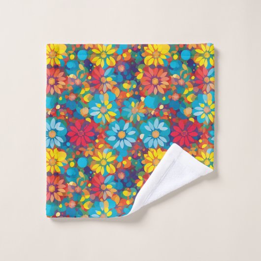 Kühne zeitgenössische florale Muster Vibrant Daisi Badhandtuch Set (Waschlappen)