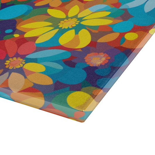 Kühne zeitgenössische florale Muster Vibrant Daisi Schneidebrett (Ecke)