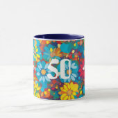 Kühne zeitgenössische florale Muster Vibrant Daisi Tasse (Zentrum)