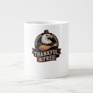 Kühner Adlerkopf dankbar und frei Vintage-Grafik Jumbo-Tasse