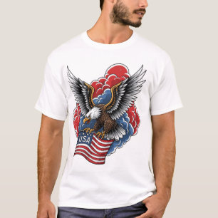 Kühner Amerikanischer Adler – Patriotische Flaggen T-Shirt