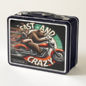 Kühner Bär auf einem Motorrad Metall Brotdose (Rückseite)