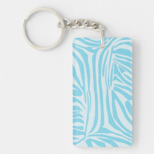 Kühner Blau-Weiß-Zebradruck Schlüsselanhänger