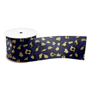 Kühner blauer Leopardenprint Glamouröses Tiermus Satinband