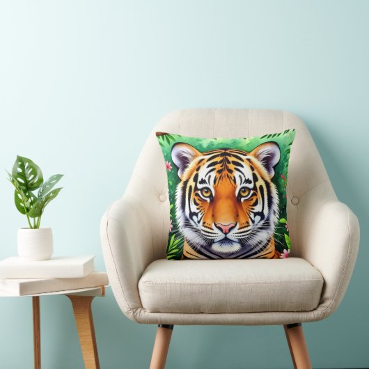 Kühner Botanischer Tigerjunge Kissen (Stuhl )