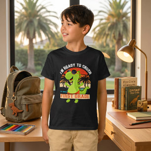 Kühner Dinosaurier T-Rex bereit, die 1. Klasse zu T-Shirt