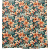 Kühner Duschvorhang für tropischen Hibiskus