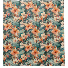 Kühner Duschvorhang für tropischen Hibiskus