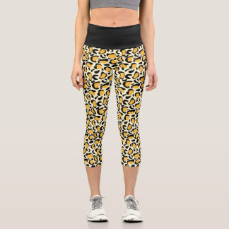 Kühner Gelber Leoparden-Druck Safari-Muster Capri Leggings