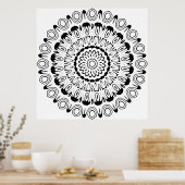 Kühner Kontrast-Ring-Mandala mit Blütenblatt-Schic Poster (Küche)