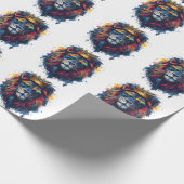 Kühner Löwenkopf mit Sonnenbrille und Krone Geschenkpapier (Ecke)